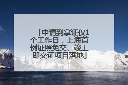 申请到拿证仅1个工作日，上海首例证照免交、竣工即交证项目落地