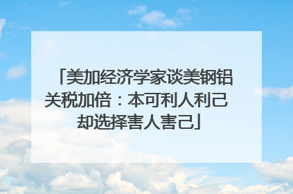 美加经济学家谈美钢铝关税加倍：本可利人利己 却选择害人害己