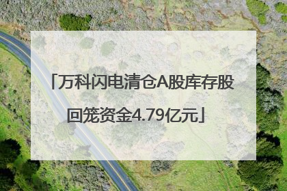 万科闪电清仓A股库存股 回笼资金4.79亿元