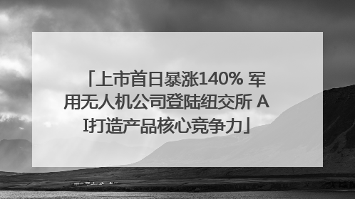 上市首日暴涨140% 军用无人机公司登陆纽交所 AI打造产品核心竞争力