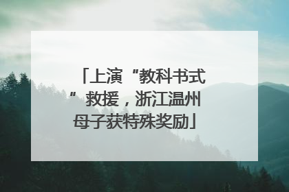 上演“教科书式”救援，浙江温州母子获特殊奖励