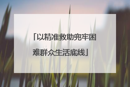 以精准救助兜牢困难群众生活底线