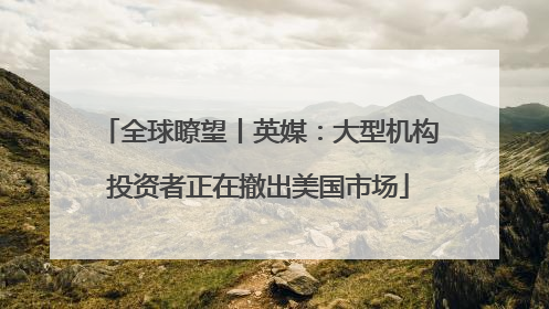 全球瞭望丨英媒：大型机构投资者正在撤出美国市场
