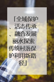 全域保护、活态传承、融合发展 丽水探索传统村落保护利用新路径