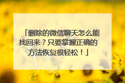 删除的微信聊天怎么能找回来？只要掌握正确的方法恢复很轻松！