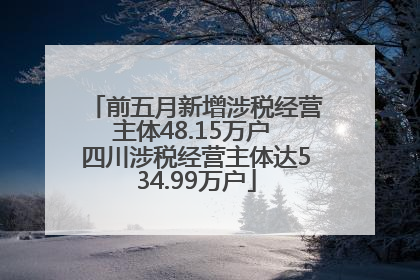 前五月新增涉税经营主体48.15万户 四川涉税经营主体达534.99万户