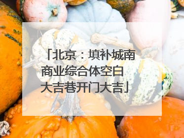 北京：填补城南商业综合体空白 大吉巷开门大吉