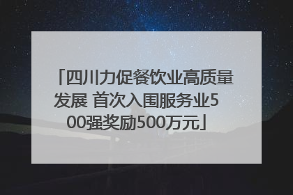 四川力促餐饮业高质量发展 首次入围服务业500强奖励500万元