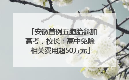 安徽首例五胞胎参加高考，校长：高中免除相关费用超50万元
