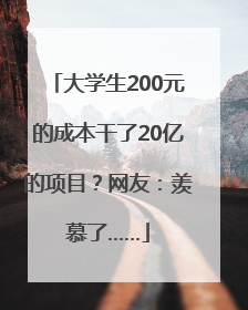大学生200元的成本干了20亿的项目？网友：羡慕了……