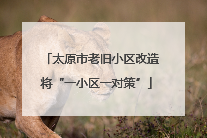 太原市老旧小区改造将“一小区一对策”