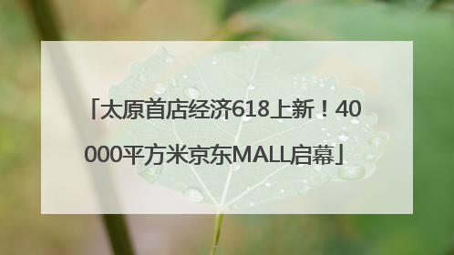 太原首店经济618上新！40000平方米京东MALL启幕