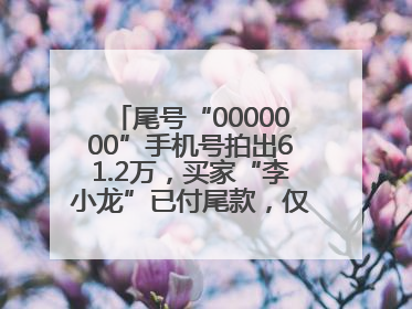 尾号“0000000”手机号拍出61.2万，买家“李小龙”已付尾款，仅享有使用权