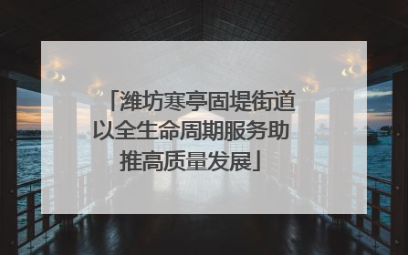 潍坊寒亭固堤街道以全生命周期服务助推高质量发展