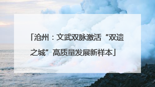 沧州：文武双脉激活“双遗之城”高质量发展新样本
