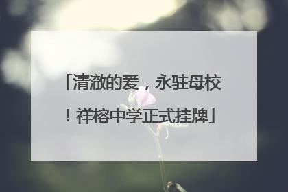 清澈的爱，永驻母校！祥榕中学正式挂牌