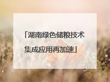 湖南绿色储粮技术集成应用再加速