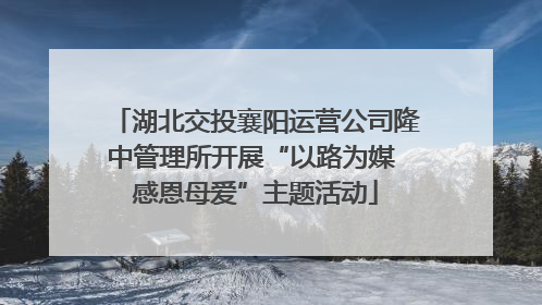 湖北交投襄阳运营公司隆中管理所开展“以路为媒 感恩母爱”主题活动