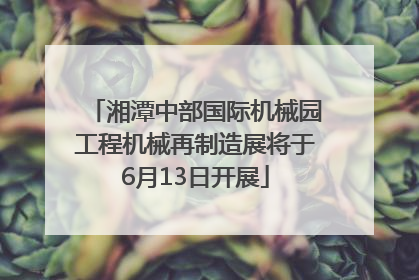 湘潭中部国际机械园工程机械再制造展将于6月13日开展