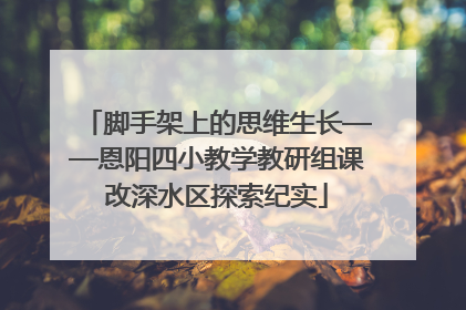 脚手架上的思维生长——恩阳四小教学教研组课改深水区探索纪实