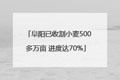 阜阳已收割小麦500多万亩 进度达70%
