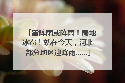 雷阵雨或阵雨！局地冰雹！就在今天，河北部分地区迎降雨……