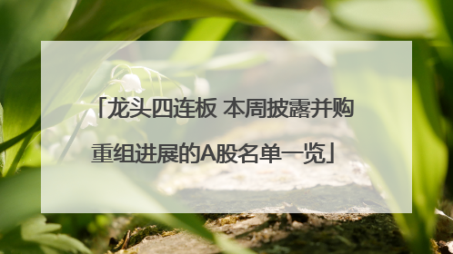 龙头四连板 本周披露并购重组进展的A股名单一览