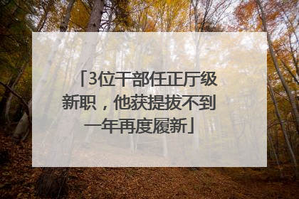 3位干部任正厅级新职，他获提拔不到一年再度履新